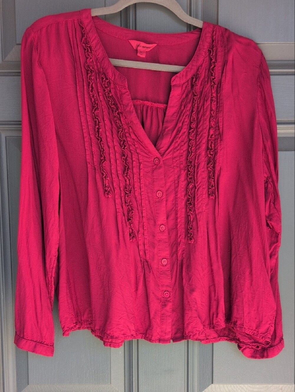 Lucky Brand Wine Long Sleeve Blouse